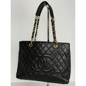 Chanel Grand Shopping Tote Black Caviar Leather Shoulder Bag (2009-2010) D8